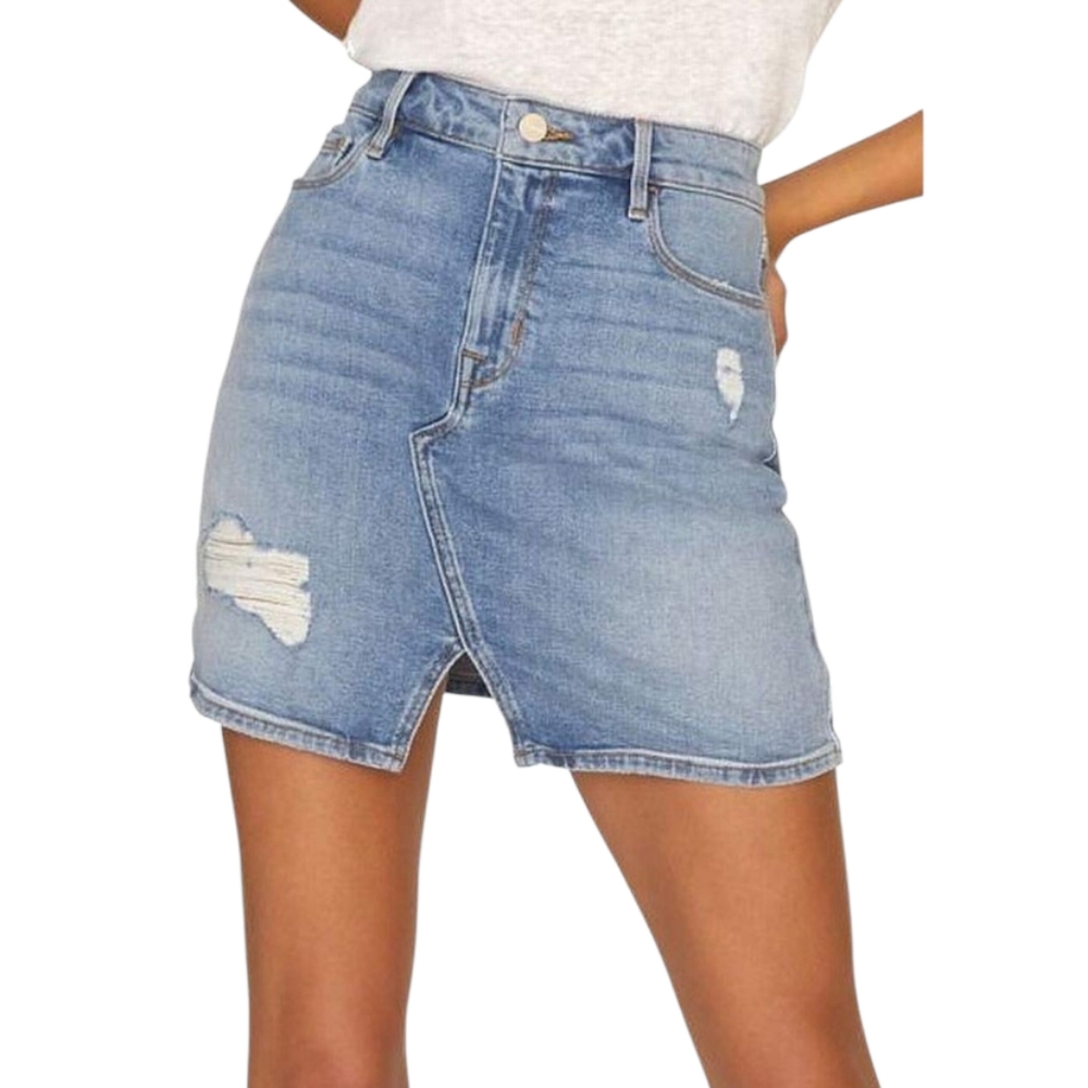 Sanctuary distressed boho denim Jean mini skirt size‎ 26 Small new!!!